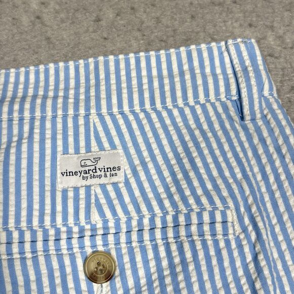Vineyard Vines Pants Mens Size 36 Blue / White Seersucker Breaker Pants Pockets - Picture 9 of 13